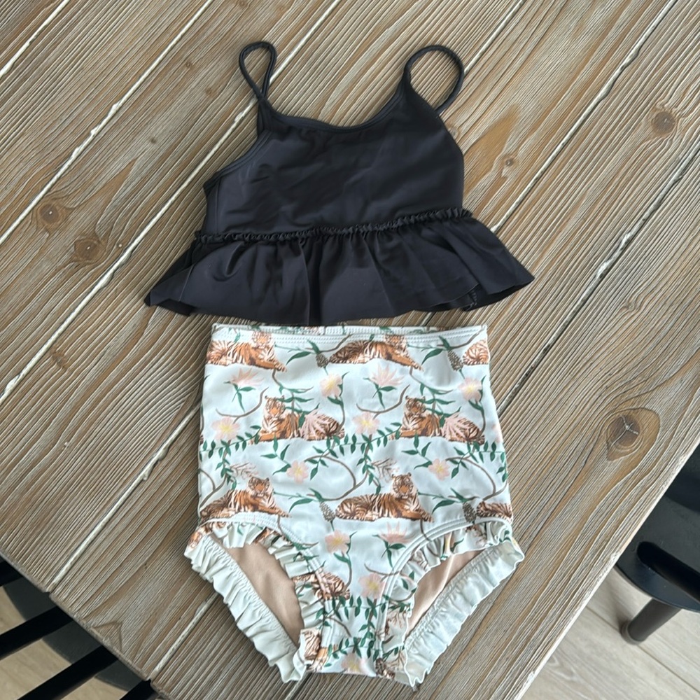 Kortni Jeane tiger swim bottom and black top